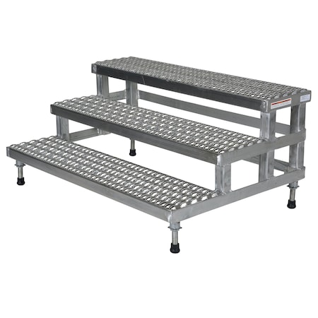 Vestil Adjustable Step Stand, 3 Step, 48x34", 22.25 Overall Height, Stainless Steel, Silver ASP-48-3-SS